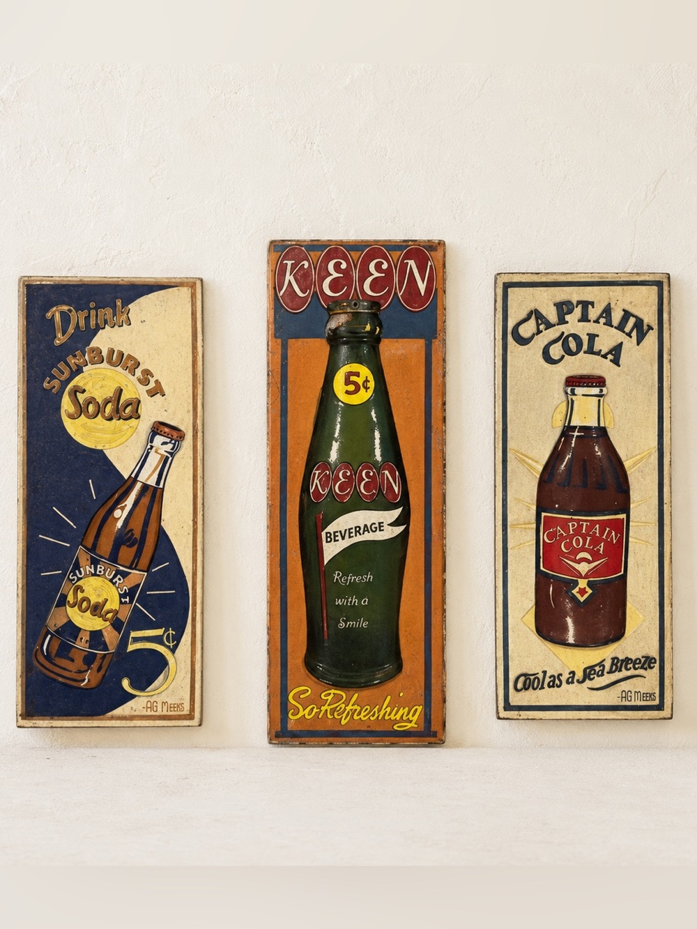Unique Vintage Retro Soda Wall Accents - Blue, Green, Red